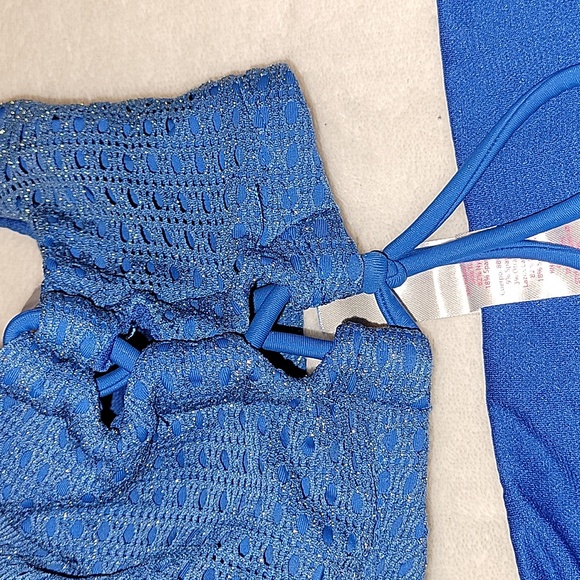 Women's Plus 2X top 3X bottom drawstring side 2 piece swimsuit WORN ONCE. - Picture 4 of 5